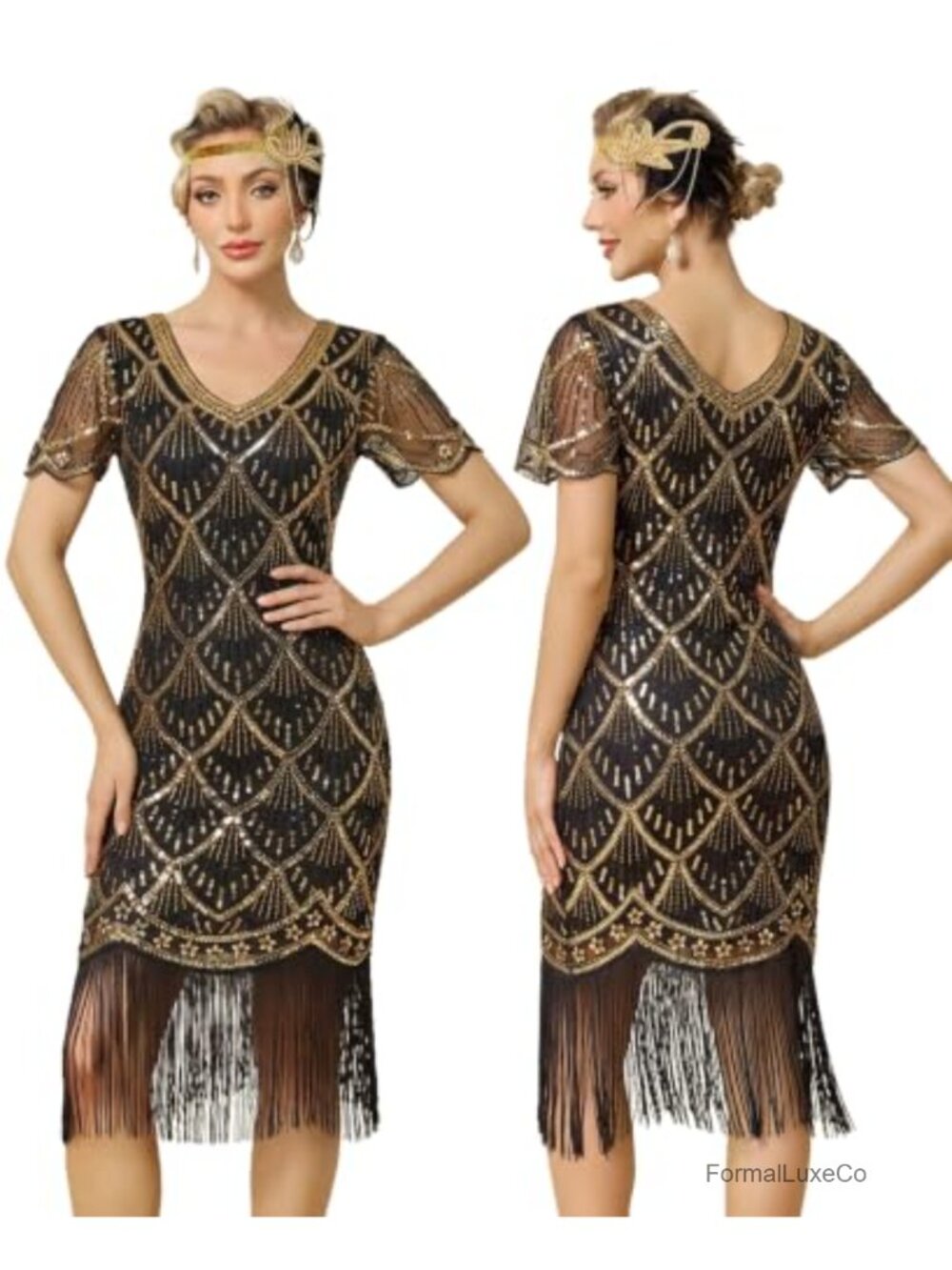 1920s Flapper Sequin Fringe Dress Great Gatsby Costume
